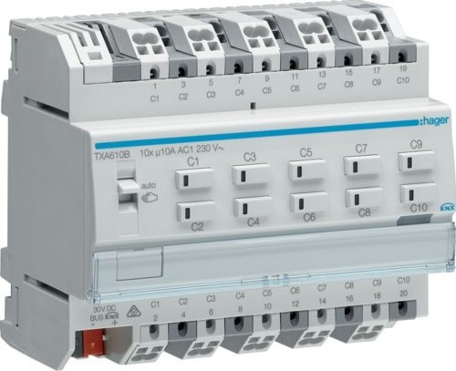 Hager KNX easy sterownik załączający/żaluzjowy 10A 10-/5-krotny TXA610B TXA610B