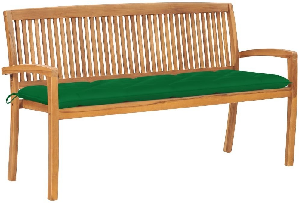 VidaXL Sztaplowana ławka ogrodowa z poduszką, 159 cm, drewno tekowe 3063326 VidaXL