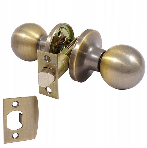 Gałka do drzwi pokojowych z zamkiem Mosiądz