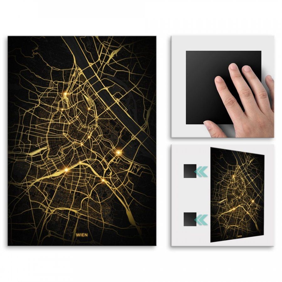 Pix4home Plakat metalowy Mapa City Lights Wien M POS-M-03325