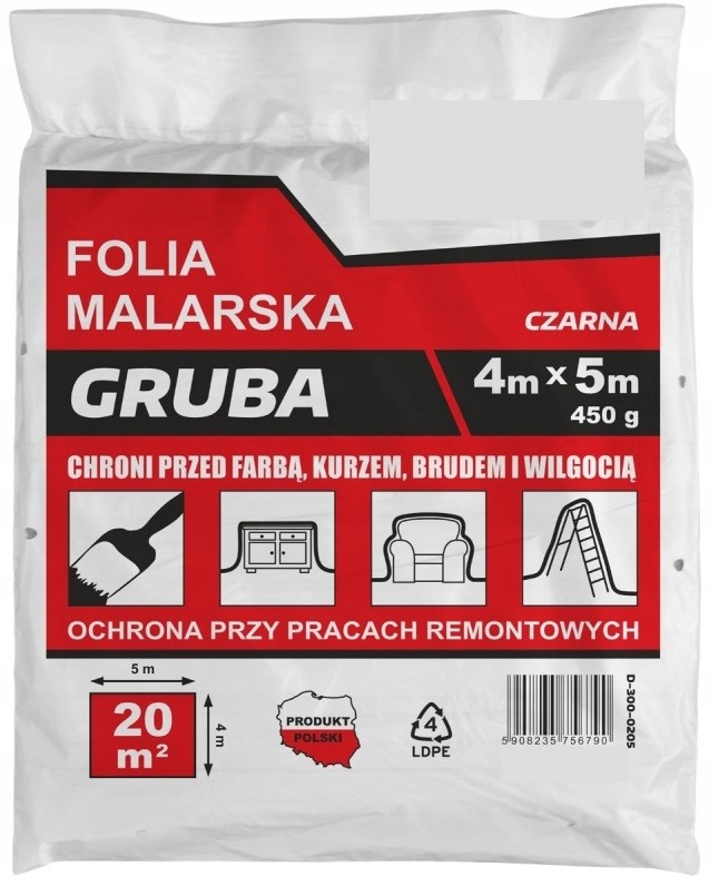 Folia Malarska Gruba 4*5M 450G Czarna