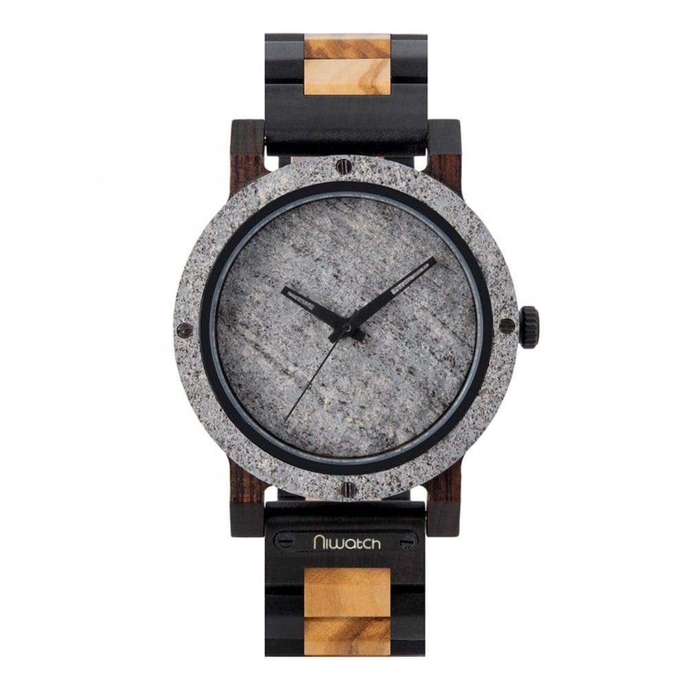 Niwatch Zegarek drewniany kolekcja STONE grey - AFRICAN BLACKWOOD & OLIVE NI3001