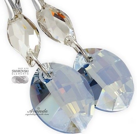 Swarovski piękne kolczyki PURE LEAF BLUE SREBRO