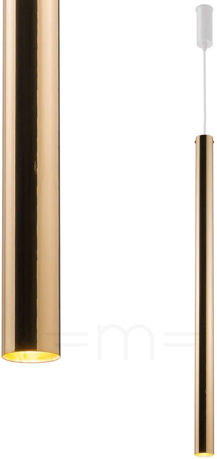 Amplex LAMPA wisząca AKADI 0142 tuba OPRAWA metalowy ZWIS sopel biały złoty 0142
