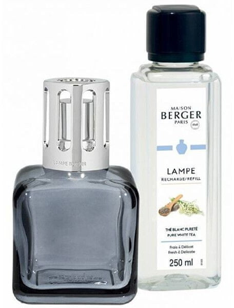 Maison Berger Paris Zestaw podarunkowy katalityczna lampa Glacon szara +napełnić Czysta biała herbata 250 ml