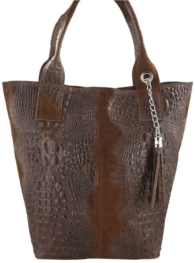 Barberini's Modny worek skórzany - CROCO - Brązowy 375/7-6