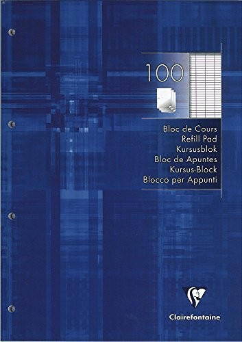 Clairefontaine 5819 °C kursus Block A4, francuska linie, 4-krotnie perforowane, 100 arkuszy, niebieski 5819C