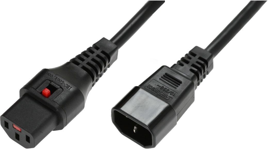 Zdjęcia - Kabel ASSMANN  przedłużający zasilający z blokadą IEC LOCK 3x1mm2 C14/C13 prosty M/ 
