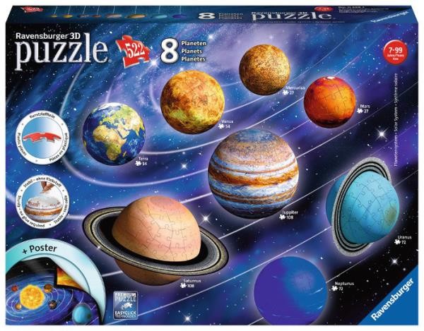 Ravensburger Puzzle 3D Układ planet 2x27el/2x54el/2x72el/2x108el 116683