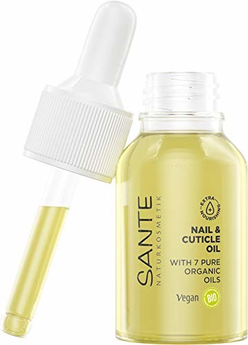 Sante Naturkosmetik Nail & Cuticle Oil, olejek do pielęgnacji paznokci, pielęgnacja paznokci i skóry paznokci, z olejkami ekologicznymi i witaminą E, wegański, 15 ml