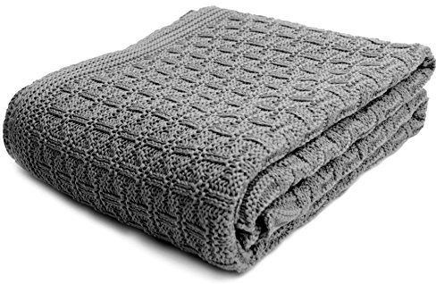 Sonnenstrick SonnenStrick 3009002 kocyk dziecięcy/kocyk do przytulania/kocyk do dziergania ze 100% bawełny ekologicznej kba Made in Germany, 100 x 90 cm  szary 1
