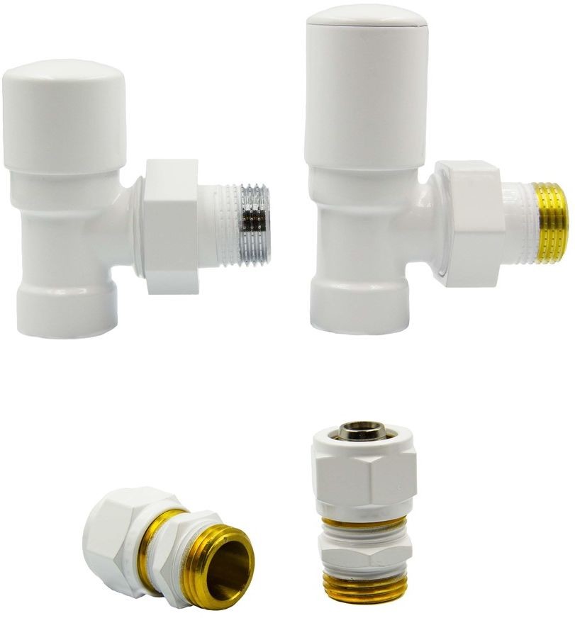 Varioterm Zawory regulacyjne kątowe SWING ze złączką PEX/CU - biały mat alu-pex - PEX 16 mm ZIS21/FK(PEX)