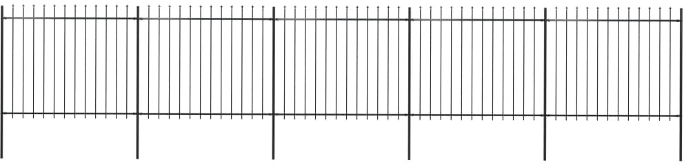 Vidaxl z prętów z grotami, stalowe, 8,5 x 1,5 m, czarne