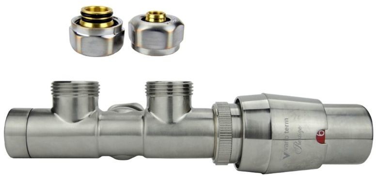 Varioterm Zawór termostatyczny TWINS ze złączką PEX/CU /GZ1/2 - nikiel szlifowany alu-pex - PEX 16 mm prawa TSGS0208CFK/P(Pex)