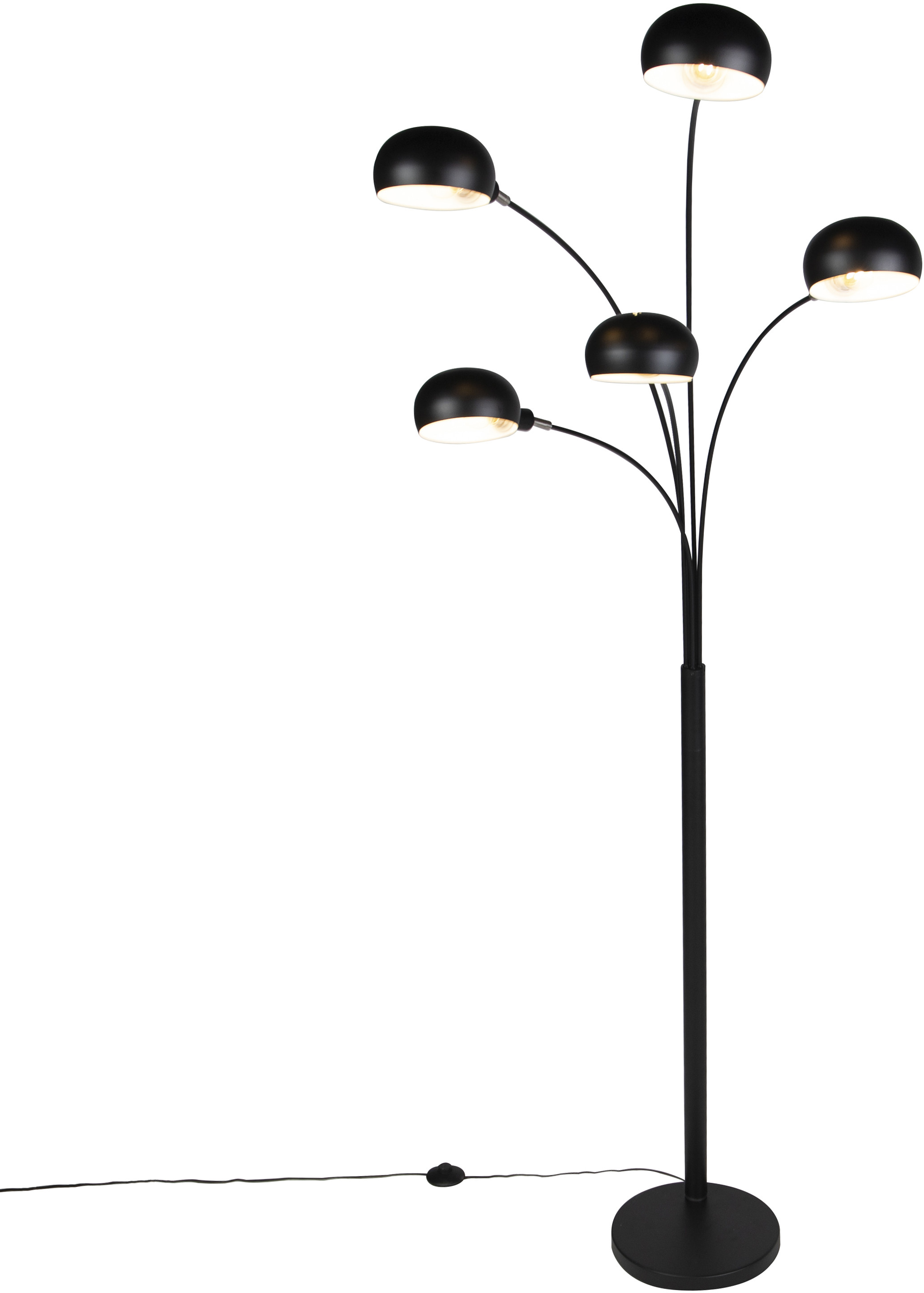 QAZQA Design lampa stojąca czarna 5-lekka - lata sześćdziesiąte 98218