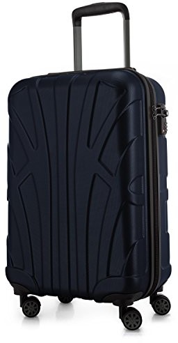SUITLINE - Bagaż podręczny Walizka twarda Walizka Walizka Walizka Walizka Zestaw walizki, 4 rolki, TSA (S, M & L), kolor: granatowy S20-8801M-DB-88011037