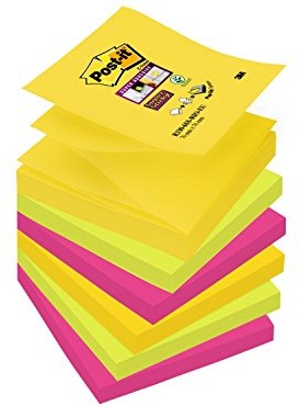 Post-it Super Sticky Z-Notes zestaw karteczek samoprzylepnych, 76 x 76 mm, 6 bloczki po 90 kartek R330-6SSRIO
