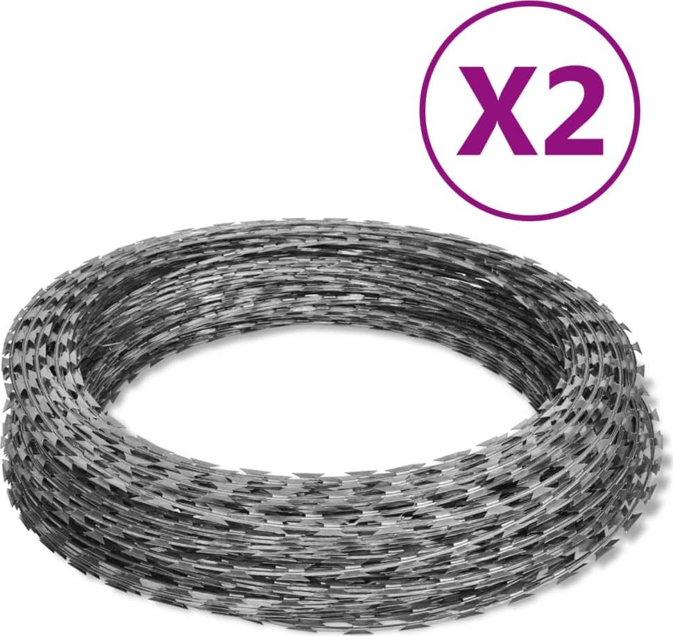 vidaXL Drut kolczasty NATO spiralny 2 szt. galwanizowana stal 60 m 3057513