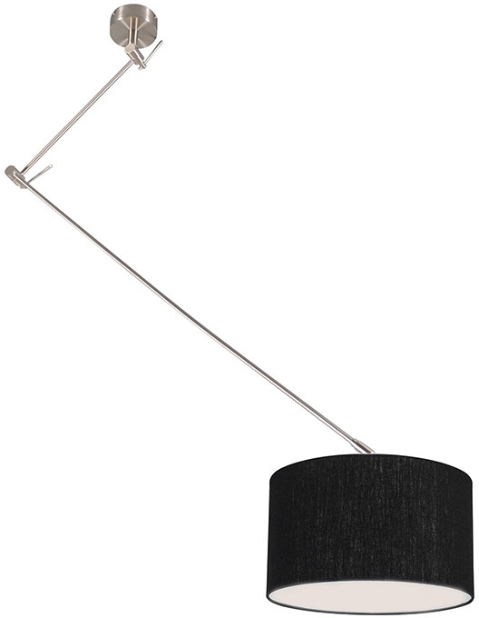 QAZQA Lampa wisząca regulowana stal klosz czarny 35cm - Blitz I