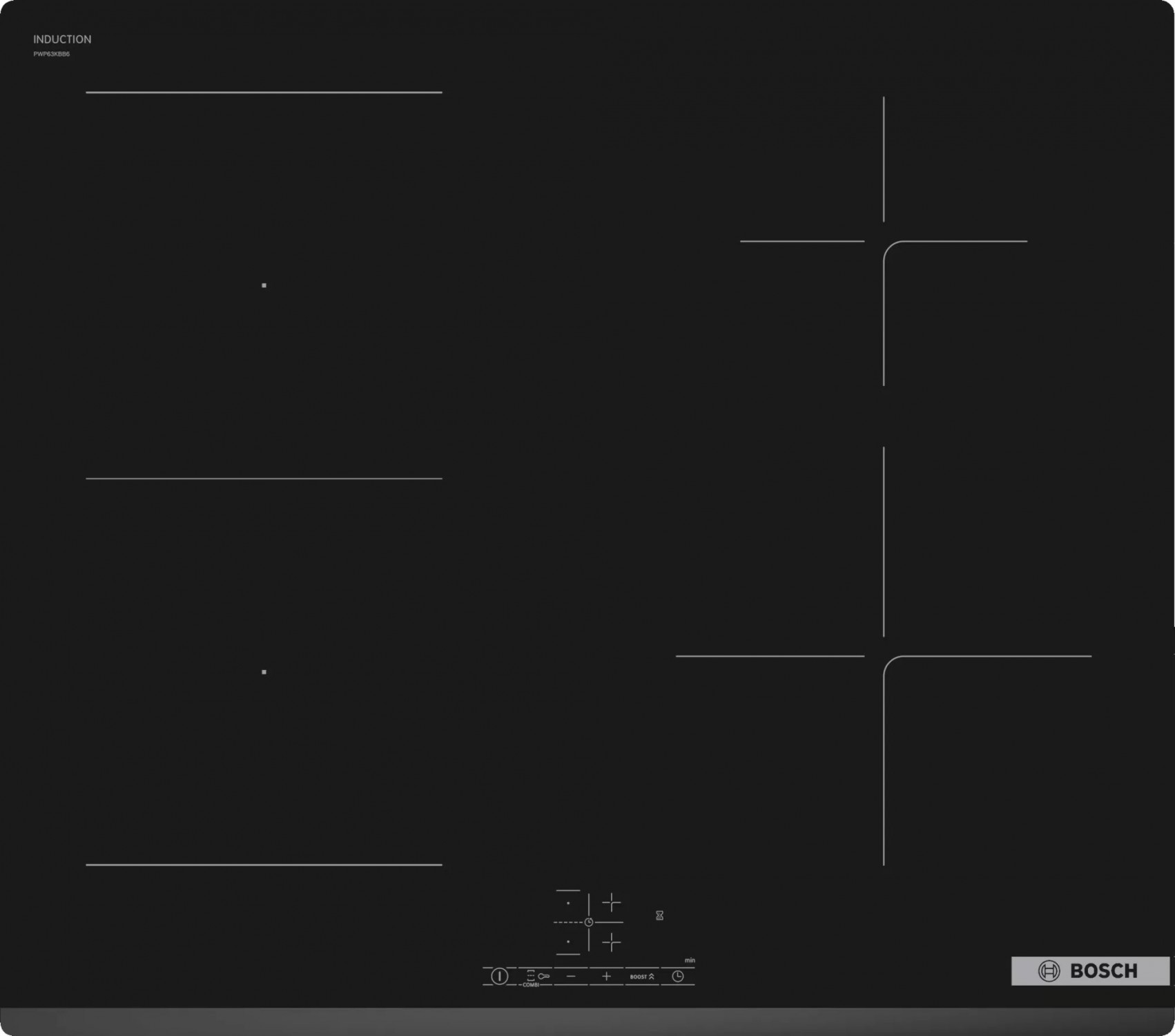 Фото - Варильна поверхня Bosch Płyta indukcyjna 59 cm czarne szkło  PWP63KBB6E I tel. (22) 266 82 20 
