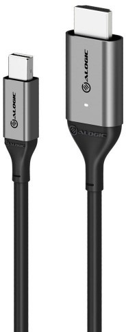 Alogic Kabel ALOGIC Premium Ultra Mini DisplayPort 1.4 HDMI 2.0 4K 60Hz ACTIVE 2m Space Grey ULMDPHD02-SGR