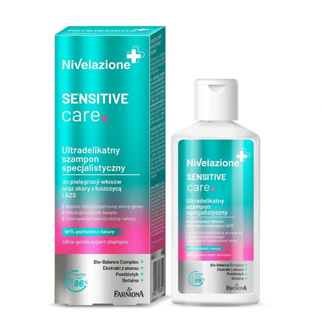 FARMONA Farmona Nivelazione+ Ultradelikatny Szampon specjalistyczny Sensitive Care do włosów i skóry z łuszczycą i AZS 100ml 134448