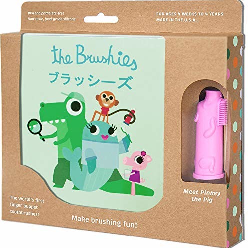 The Brushies Ze względu na to, że brushies Baby i małego dziecka silikon marionetka szczoteczka do zębów i historii Buch  rose