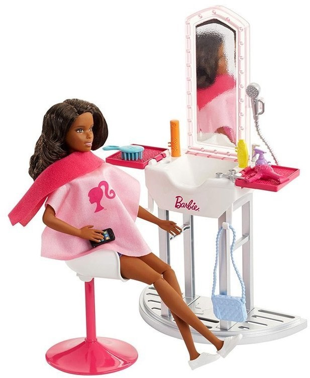 Mattel Barbie Zestaw Lalka Murzynka Salon Fryzjerski