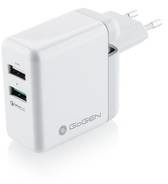 goGEN Ładowarka do sieci ACHQ 203 2x USB 2,4A s funkcí rychlonabíjení QC 3.0 Biała