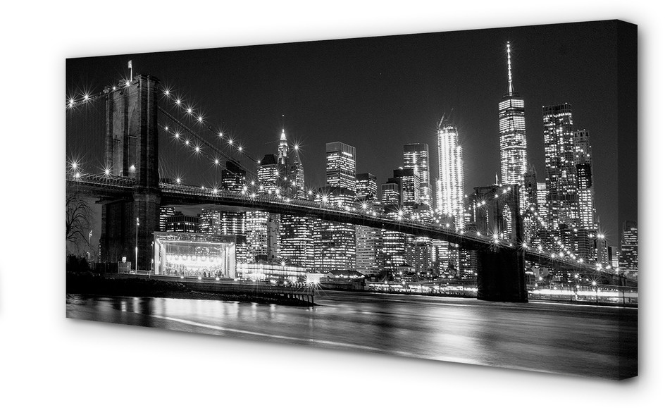 PL Tulup Obrazy na płótnie Most wieżowce noc rzeka 140x70cm