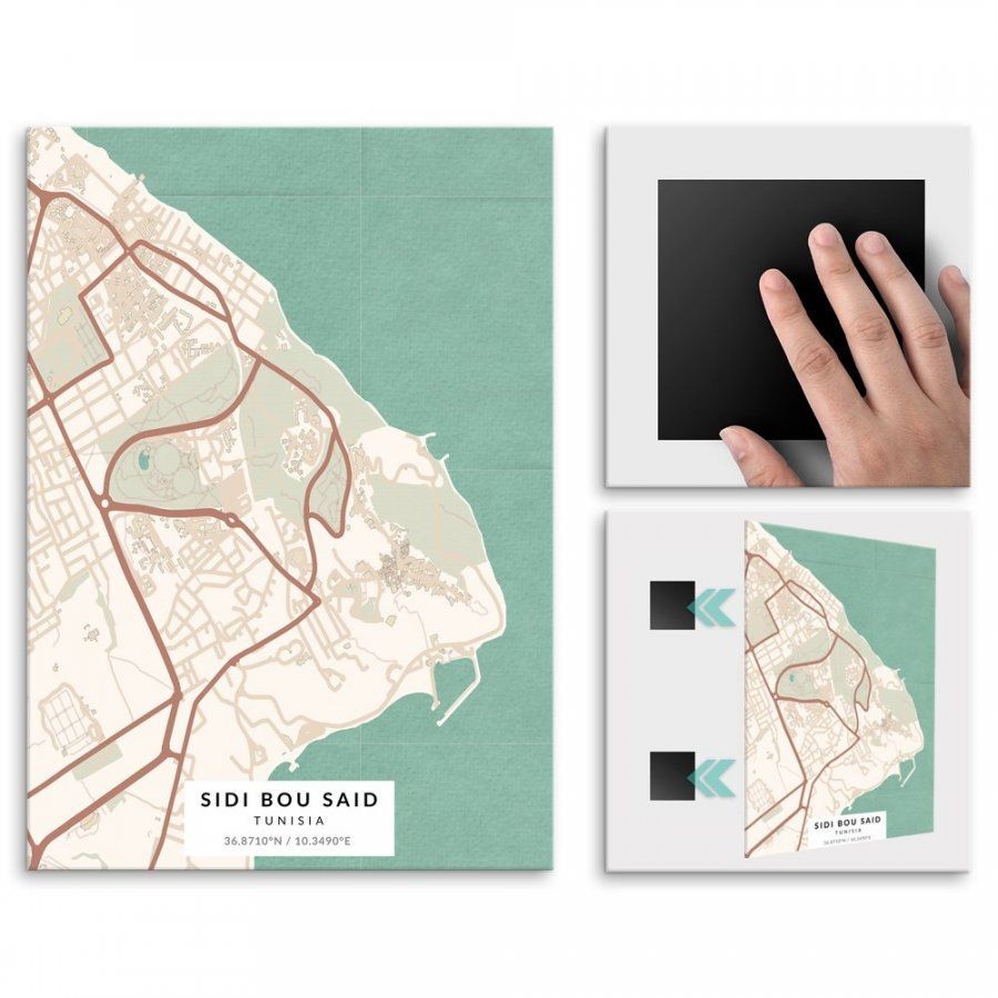Pix4home Plakat metalowy Mapa Vintage Sidi Bou Said M POS-M-03897
