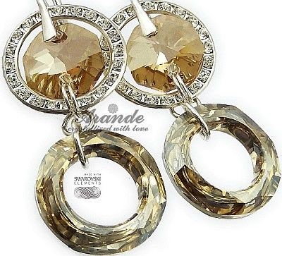 Swarovski Nowe Ozdobne Kolczyki Gold Ring Pomme