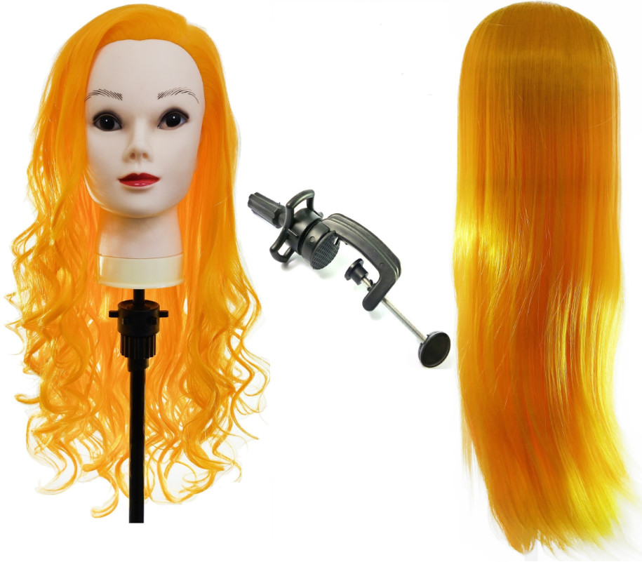 Calissimo Główka treningowa Neoni 70 cm blond,włos termiczny + akcesoria + uchwyt,, fryzjerska do czesania, głowa do ćwiczeń NEONI