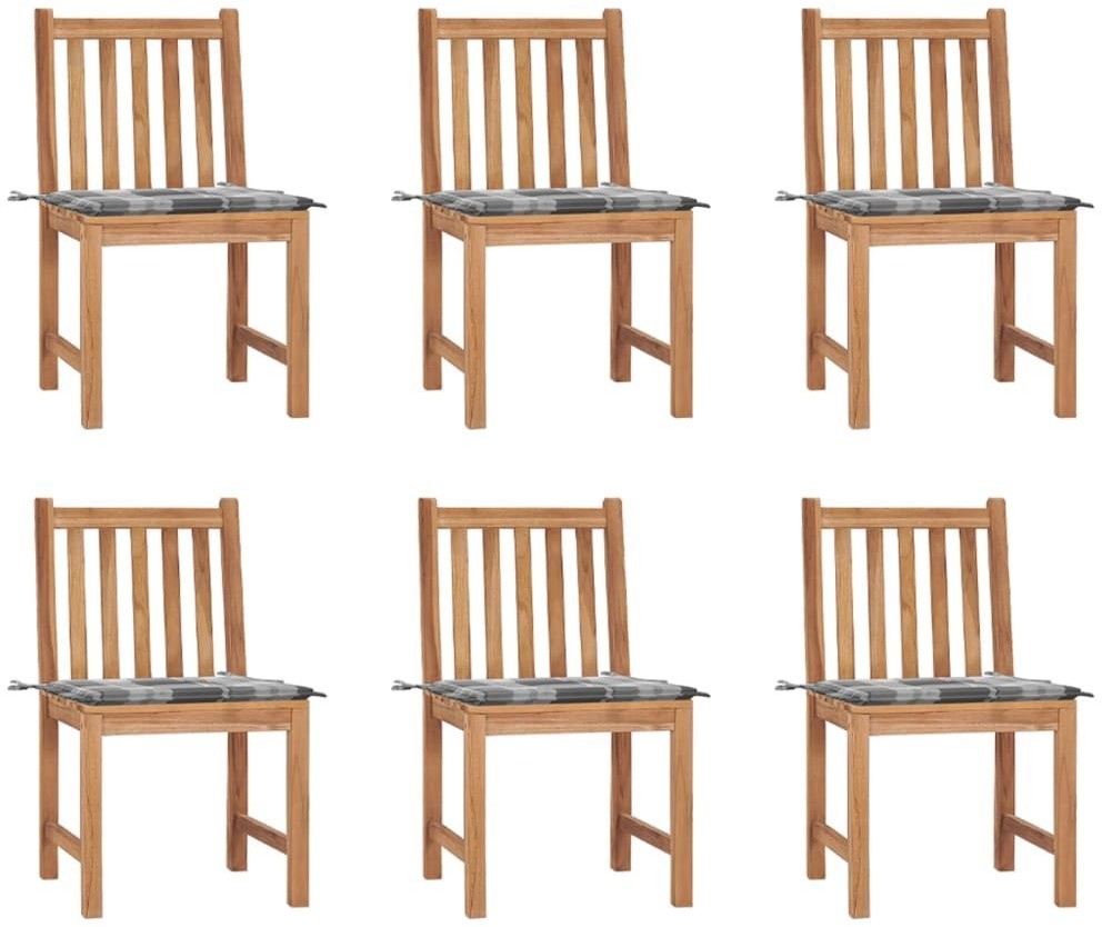 vidaXL Krzesła ogrodowe z poduszkami, 6 szt., lite drewno tekowe! 3073129