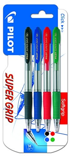 Pilot Spain Super Grip  Pack 4 piny, środek, wielokolorowy BPGP-10R-M