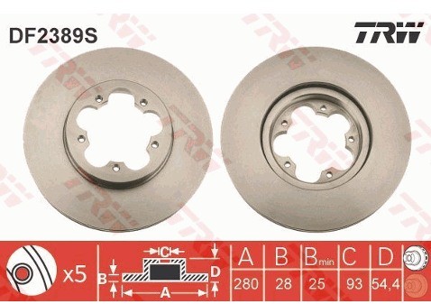 TRW Tarcza hamulcowa DF2389S