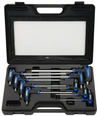 KS Tools Zestaw kluczy  151.8160 zagięty z uchwytem Ergo Torque Plus T-TX z otworem, 9-częściowy, tb10-tb50 4042146071465