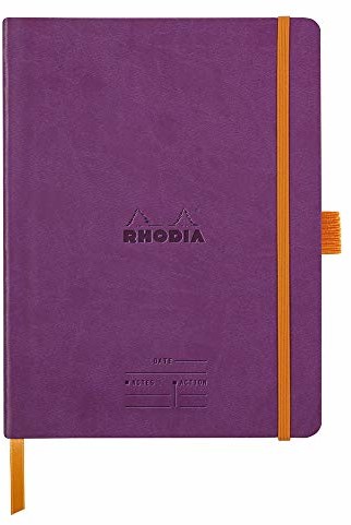 Rhodia 117790C notatnik na spotkania (DIN A5+, 160 x 210 mm, 80 arkuszy, 90 g, elegancki i praktyczny), 1 sztuka, fioletowy 117790C