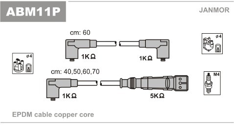 JANMOR Zestaw przewodów zapłonowych ABM11P