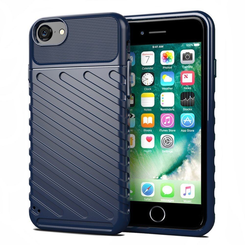 Hurtel Thunder Case elastyczne pancerne etui pokrowiec iPhone SE 2020 / iPhone 8 / iPhone 7 niebieski - Niebieski