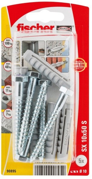 Fischer Kołki rozporowe z wkrętami SX 10 x 50 mm 5 szt. 90895