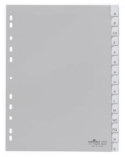 DURABLE Przekładki do segregatora A4 15 stron szare 6442-10