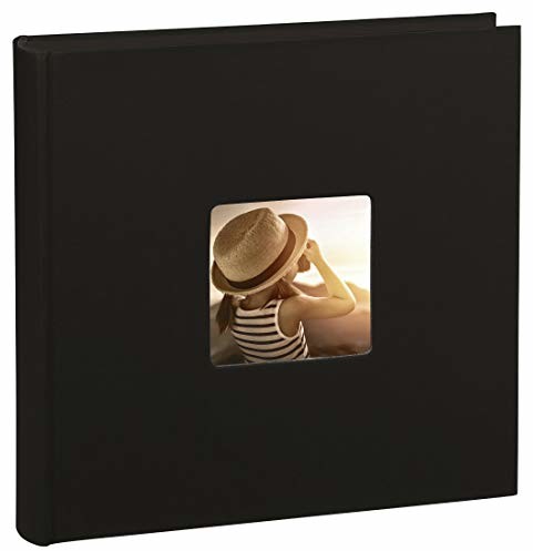 Hama Jumbo album fotograficzny Fine Art (30 x 30 cm, 100 czarnych stron, 50 arkuszy, fotoksiążka z wycięciem na wsuwany obraz) album czarny 00002563