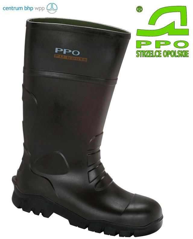 PPO Strzelce Opolskie BUTY BEZPIECZNE Z POLIURETANU Z METALOWYM PODNOSKIEM MODEL 2048, PN-EN ISO 20345, S4, CI, SRC; (48)