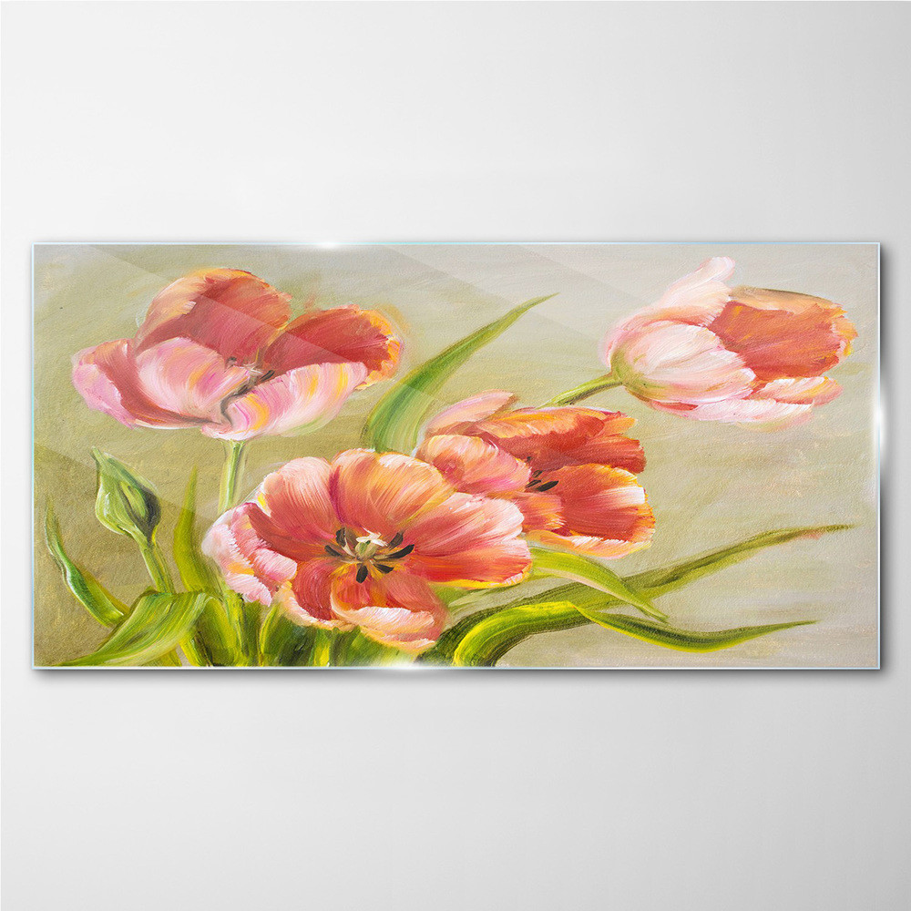 PL Coloray Obraz na Szkle kwiaty rośliny liście 100x50cm