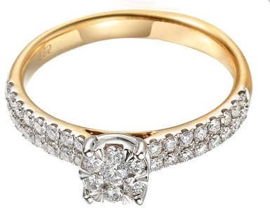 LOVRIN Złoty pierścionek 585 z diamentami białe złoto 62762 YW