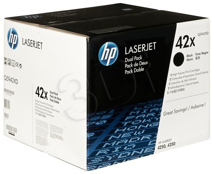 HEWLETT-PACKARD Zestaw tonerów HP Q5942XD (oryginał HP42XD HP 42XD zestaw zawiera 2 szt. czarny Q5942X; 2 x 20 000 stron; czarny) Q5942XD