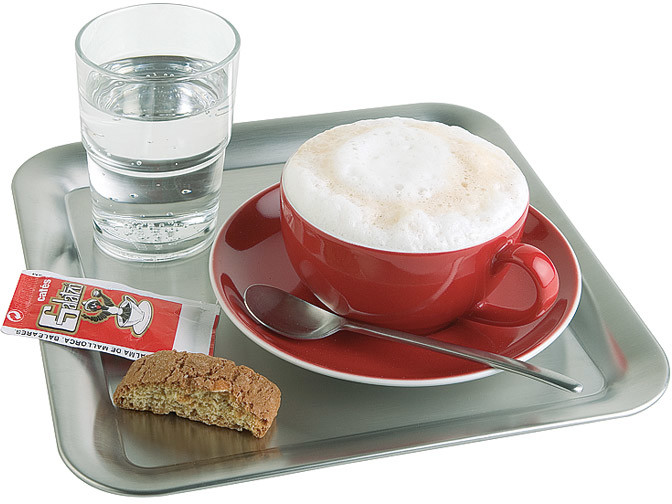 APS Taca kwadratowa ze stali nierdzewnej do serwowania kawy 230x230 mm | Kaffeehaus 30119