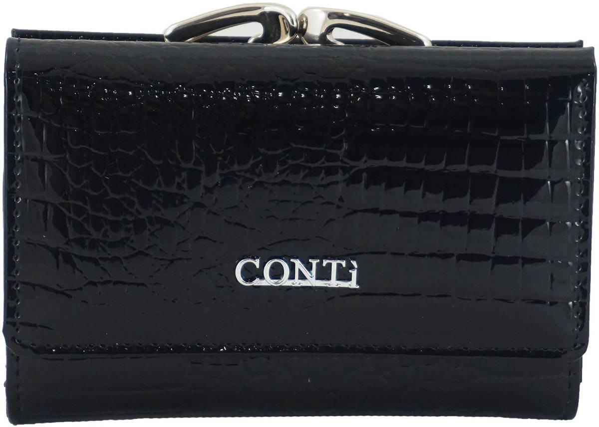 Conti Mały portfel lakierowany - CROCO - Czarny 5282-A-1