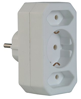 Unitec UNITEC ze stykiem ochronnym/Euro adapter, 1 X Schuko, 2 X Euro, 1 sztuka, biały, 43426l